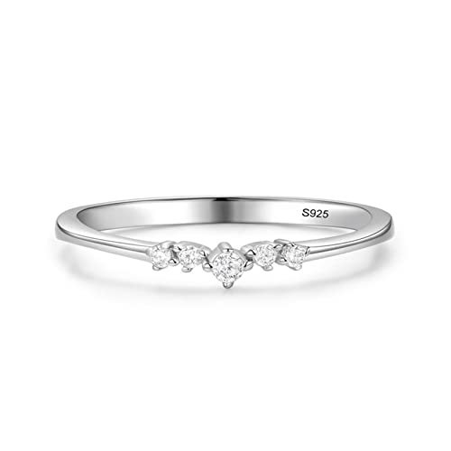 ANAZOZ Ring Sterling Silber Damen, Damen Ehering Zirkonia Süßer Dünner Ring Damen Silberring 925 Gr.52 (16.6) von ANAZOZ