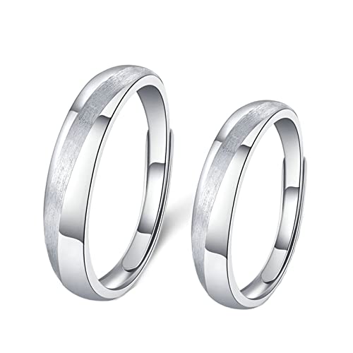 ANAZOZ Ring Verstellbar Silber 925, Verlobungsringe Paar Partnerringe Hochzeit Ringe Offen Silberner Mattring von ANAZOZ