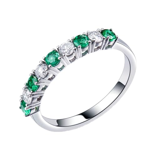 ANAZOZ Ring für Damen Silber 925, Damen Trauringe Echtschmuck mit Labor Smaragd 0,5 Karat und Moissanite größe 61 (19.4) von ANAZOZ