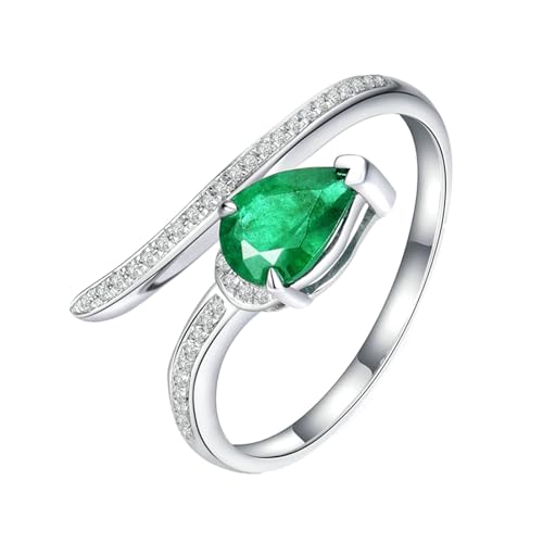 ANAZOZ Ring für Damen Silber 925, Verlobungsring Damen Echtschmuck mit Labor Smaragd 1 Karat und Moissanite größe 62 (19.7) von ANAZOZ
