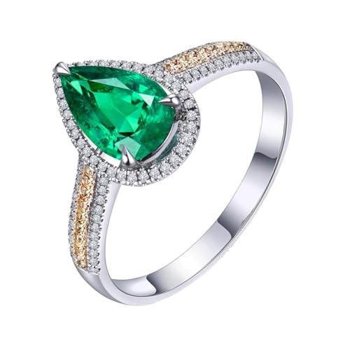 ANAZOZ Ring für Damen Silber 925, Verlobungsring Damen mit Labor Smaragd 1 Karat und Moissanite größe 48 (15.3) von ANAZOZ