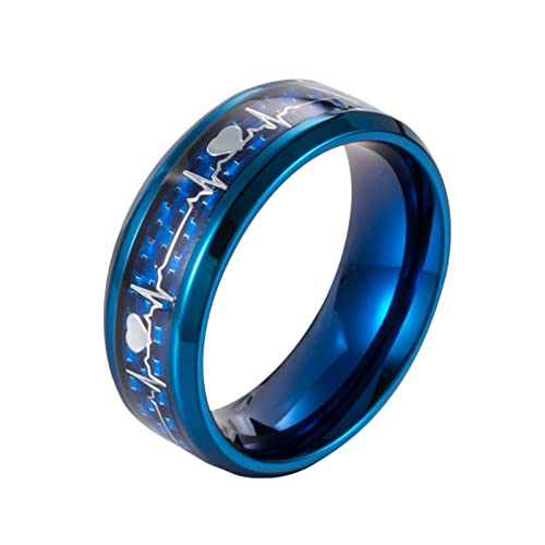 ANAZOZ Ringe Damen Edelstahl, Ring Mit Gravur Personalisiert Trauringe größe 60 Herzschlag mit Kohlenstoff 8mm Breit von ANAZOZ