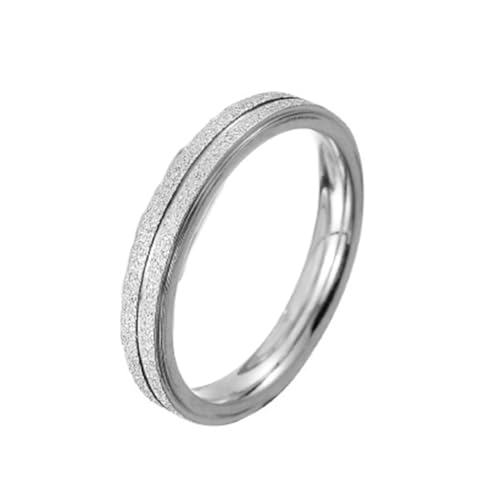 ANAZOZ Ringe Damen Edelstahl, Ring mit Gravur Männer Eheringe Größe 49 (15.6) Mattierter Ring Breit 3 mm mit Nut von ANAZOZ