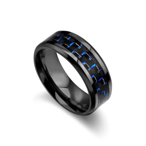 ANAZOZ Ringe Frauen Edelstahl, Personalisierter Ring Damen Verlobungsring Größe 62 (19.7) Poliertes Ringband mit Carbon von ANAZOZ