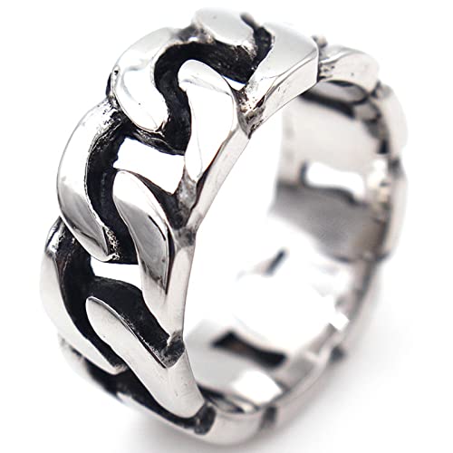 ANAZOZ Ringe Für Herren Edelstahl, Schmuck Damen Ringe Silberner Flacher Panzerringe Kette Größe 65 (20.7) von ANAZOZ