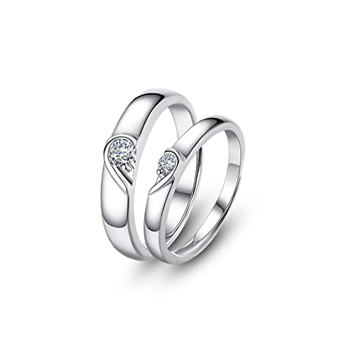 ANAZOZ Ringe Offen Silber 925, Partnerringe mit Gravur Hochzeit Ringe Verstellbar Puzzle Herzring mit Zirkonia von ANAZOZ