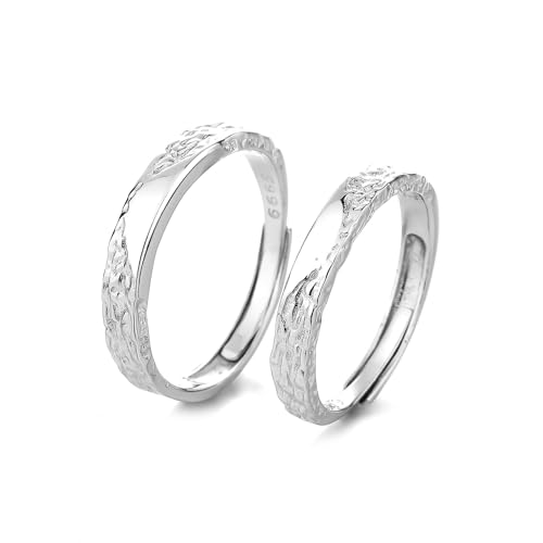 ANAZOZ Ringe Paare Silber 999, Ringe Paare mit Gravur Verstellbar Vintage-Bandring von ANAZOZ