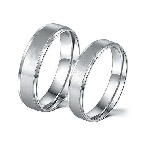 ANAZOZ Ringe Partnerringe Set, Eheringe Edelstahl Personalisierte Damen 54 und Herren 60 Gebürsteter Silberring Breit 6mm/8mm von ANAZOZ