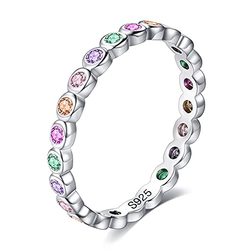 ANAZOZ Ringe Silber 925 Frauen mit Brillanten, Kleine Ringe Schmuck für Damen Größe 54 (17.2) Tennisring mit Zirkonia von ANAZOZ