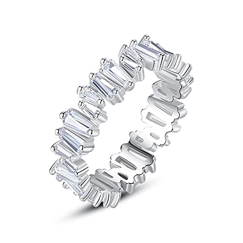 ANAZOZ Ringe Silber 925 Frauen mit Brillanten, Verlobungsring Damen Schmal Größe 60 (19.1) Tennisring mit Baguette Zirkonia von ANAZOZ