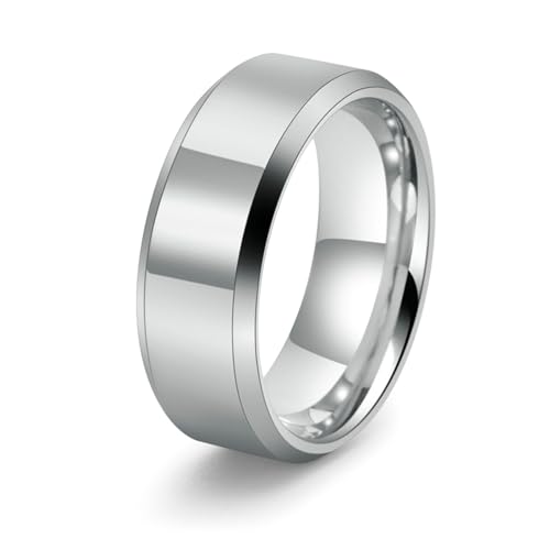 ANAZOZ Ringe Wolframcarbid Herren, Ring mit Gravur Personalisiert Herren Größe 65 (20.7) Bandring Breit 8 mm von ANAZOZ