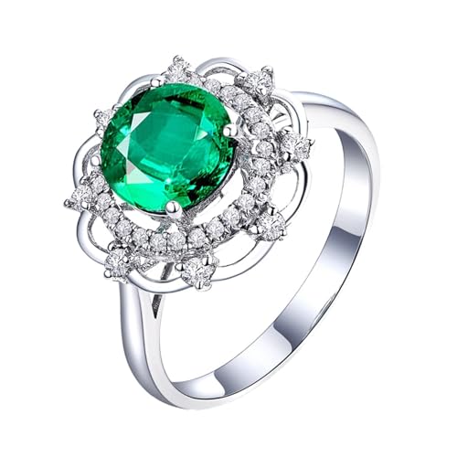 ANAZOZ Ringe für Damen Silber 925, Verlobungsring Damen Echtschmuck mit Labor Smaragd 1,4 Karat und Moissanite größe 62 (19.7) von ANAZOZ
