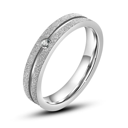 ANAZOZ Ringe für Herren Edelstahl, Damenring Personalisiert Eheringe Größe 57 (18.1) Mattierter Ring Breit 5 mm mit Zirkonia von ANAZOZ