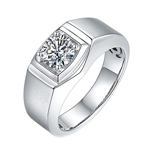 ANAZOZ Silber Ringe Herren 925, 1ct Moissanite 4 Klaws Solitaire Herren Silberring Gr.62 (19.7) von ANAZOZ