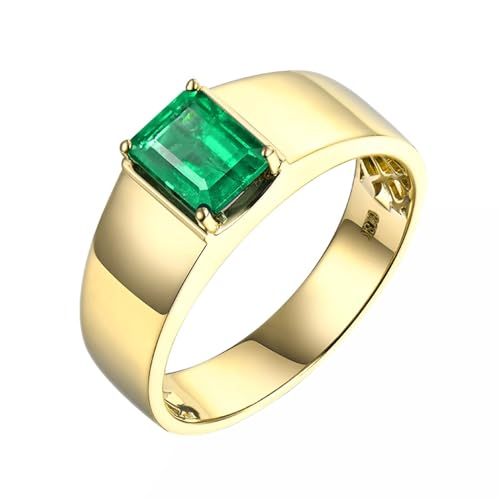 ANAZOZ Solitär Ring Gold 750 Herren, Trauringe für Herren Echtschmuck mit Labor Smaragd 1,5 Karat größe 67 (21.3) von ANAZOZ