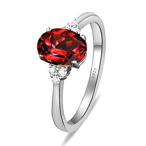 ANAZOZ Solitärring Silberring Damen Handarbeit, Simulierte Nano Rot Rubin Ovalschliff Echt Silber Damenring Gr. 63 (20.1) von ANAZOZ