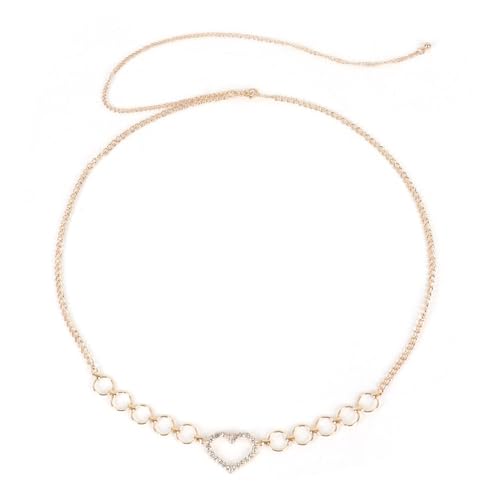 ANAZOZ Taillenkette Damen, Kettengürtel Punk Gold Körperschmuck Damen Boho Hohl Kreis Herz Zirkonia mit Quaste von ANAZOZ