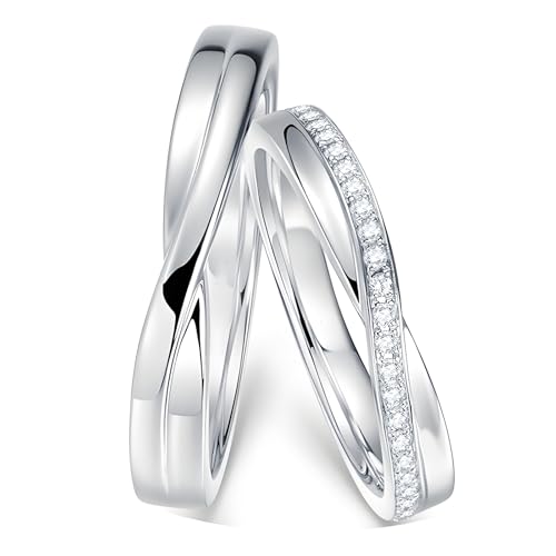 ANAZOZ Trauringe Paar Platin 950, Hochzeit Ringe Paarpreis für Sie und Ihn mit Diamant Echt Verlobungsringe Größe 49 und 67 von ANAZOZ