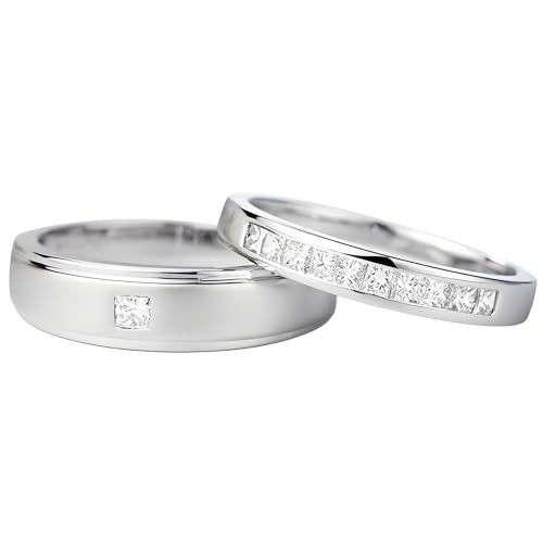 ANAZOZ Trauringe Paar Platin 950, Hochzeitringset Paarpreis für Sie und Ihn Diamant Echt Partnerringe Gr. 52 und 67 von ANAZOZ