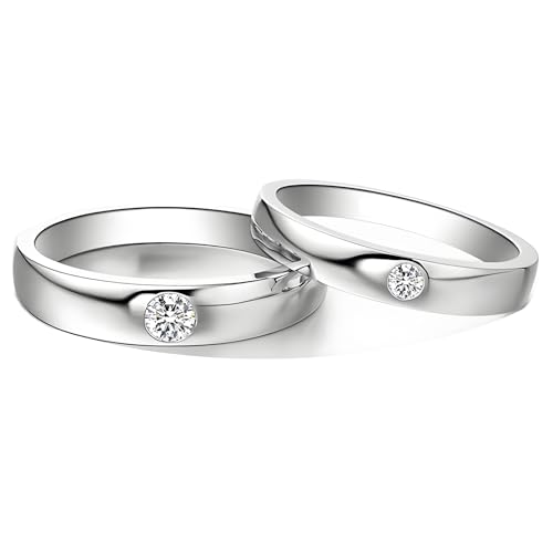 ANAZOZ Trauringe Paar Platin 950, Hochzeitringset Paarpreis für Sie und Ihn mit Diamant Echt Partnerringe Damen 60 und Herren 54 von ANAZOZ