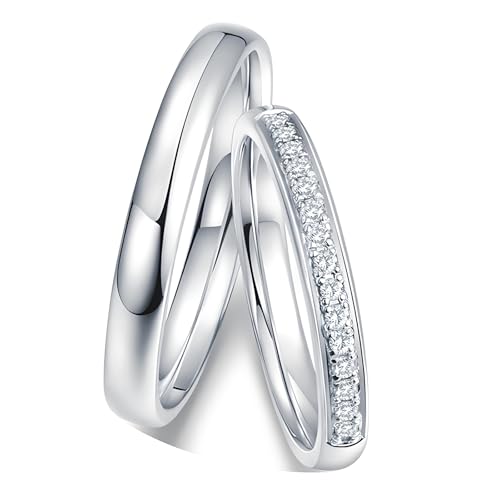 ANAZOZ Trauringe Paar Platin 950, Partnerringe für Sie und Ihn mit Moissanite Eheringe Damen 62 und Herren 60 von ANAZOZ