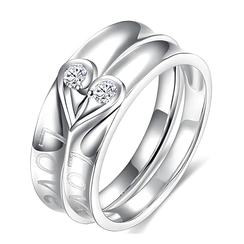 ANAZOZ Trauringe Paar Weißgold 18 karat, Hochzeitringset Paarpreis für Sie und Ihn mit Diamant Echt Eheringe Damen 52 und Herren 70 von ANAZOZ