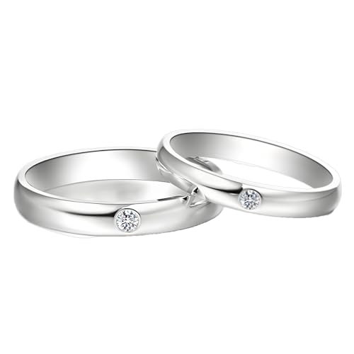 ANAZOZ Trauringe Paar Weißgold 375, Partnerringe für Sie und Ihn Moissanite Echtschmuck Eheringe Größe 54 und 65 von ANAZOZ