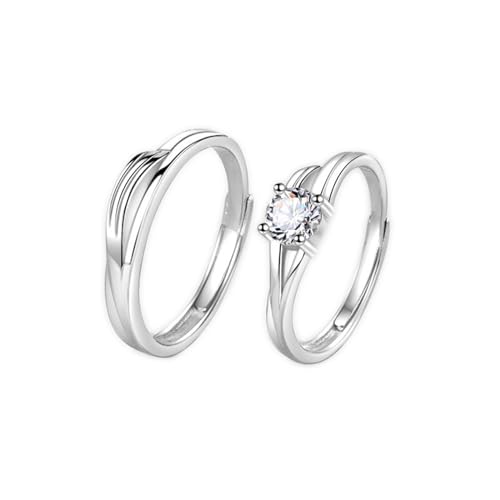 ANAZOZ Trauringe Paarpreis Günstig Silber 999, Personalisierte Ringe Paare Verstellbar Schlichter Ring mit Moissanit von ANAZOZ