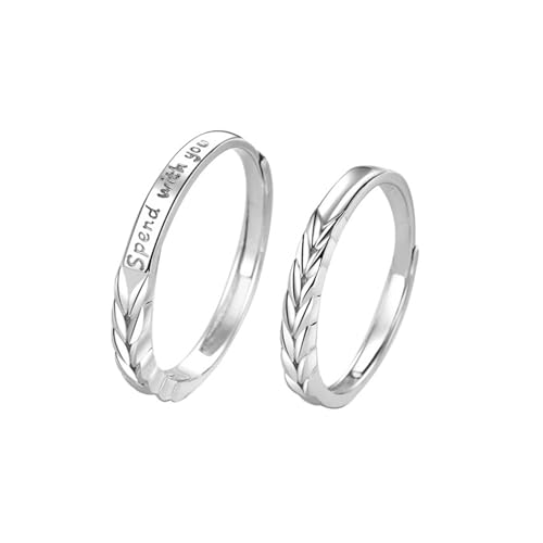 ANAZOZ Trauringe Paarpreis Günstig Silber 999, Personalisierte Ringe Verstellbar Weizen-Ringband mit Spruch von ANAZOZ