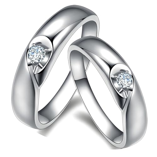 ANAZOZ Trauringe Paarpreis Platin, Ringe Paare Verlobung für Sie und Ihn mit Diamant Echt Eheringe Größe 62 und 70 von ANAZOZ