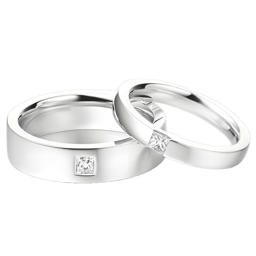 ANAZOZ Trauringe Paarpreis Platin, Ringe Partnerringe Set für Sie und Ihn mit Diamant Echt Verlobungsringe Gr. 62 und 65 von ANAZOZ