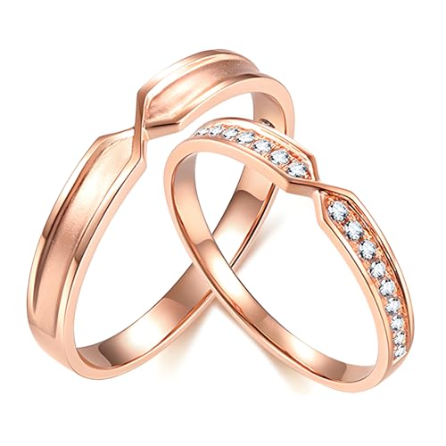 ANAZOZ Trauringe Paarpreis Rosegold 14k, Partnerringe für Sie und Ihn mit Moissanite Eheringe Größe 49 und 65 von ANAZOZ