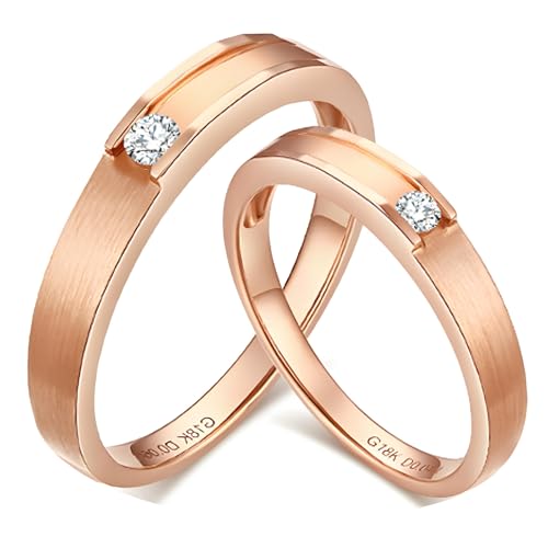 ANAZOZ Trauringe Paarpreis Rosegold 585, Hochzeit Ringe Paar für Sie und Ihn Moissanite Partnerringe Gr. 49 und 67 von ANAZOZ