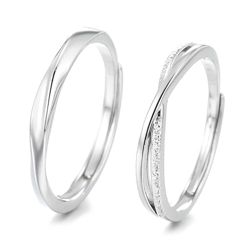 ANAZOZ Trauringe Paarpreis Silber 999, Ringe mit Gravur für Paare Verstellbar Unendlichkeitsringband von ANAZOZ