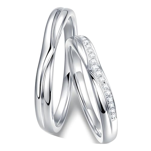 ANAZOZ Trauringe Platin 950 Paarpreis, Hochzeit Ringe Paar für Sie und Ihn Moissanite, Echtschmuck Verlobungsringe Damen Gr. 62 und Herren Gr. 65 von ANAZOZ