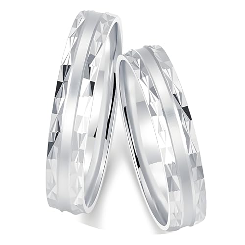 ANAZOZ Trauringe Weißgold 14k, Paar Ringe Set Verlobungsringe Echtschmuck Partnerringe Damen 62 und Herren 57 von ANAZOZ