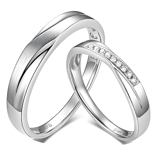 ANAZOZ Trauringe Weißgold 585, Verlobungsring Paar für Sie und Ihn mit Moissanite Eheringe Größe 57 und 70 von ANAZOZ