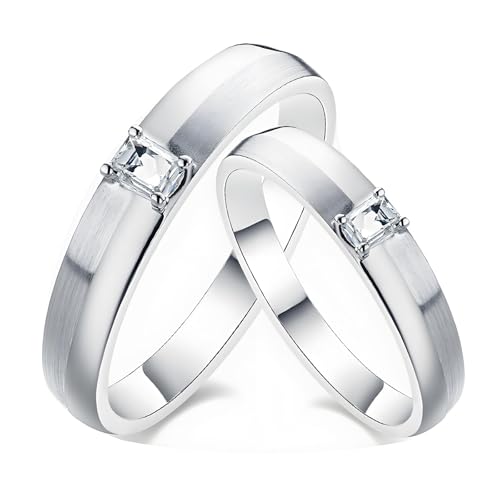 ANAZOZ Trauringe Weißgold 750, Ringe Paare 2 Set Verlobungsringe mit Diamant Hochzeitringe Damen 54 und Herren 60 von ANAZOZ