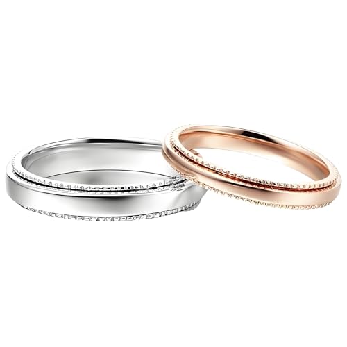 ANAZOZ Trauringe Weißgold Rosegold 18 karat, Ringe Paare Verlobung für Mann und Frau Echtschmuck Partnerringe Größe 57 und 62 von ANAZOZ