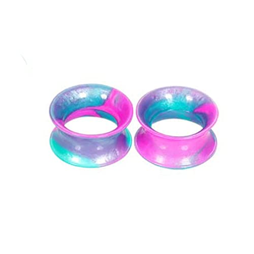 ANAZOZ Tunnel 12mm, Ohr Flesh Plug Silikon 2 Stück Piercing-Schmuck Damen, Ohr-Stretching Ohrringe Rosa Grün von ANAZOZ