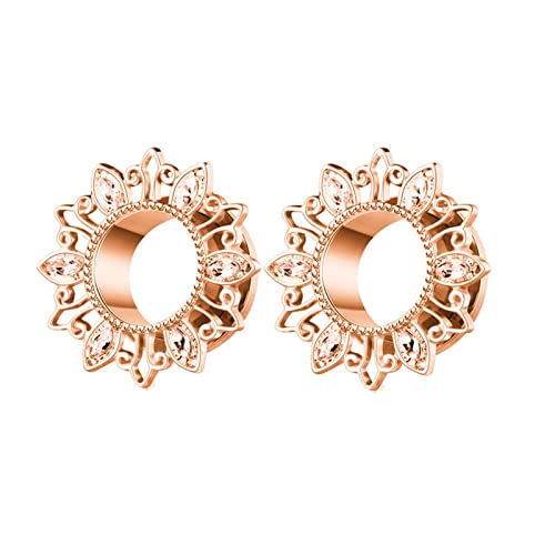 ANAZOZ Tunnel Schraubgewinde 10mm, Ohr Tunnel Set Edelstahl Frauen 2 stück Tunnel Piercing Ohrringe Sonnenblume mit Zirkonia von ANAZOZ