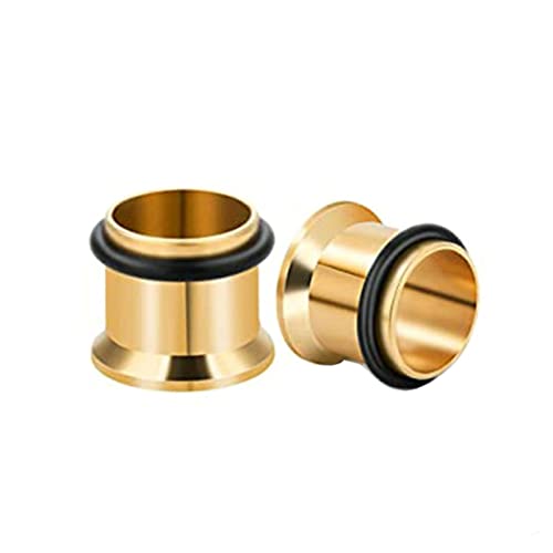 ANAZOZ Tunnel Schraubgewinde 12mm, Ohr Tunnel Edelstahl Frauen 2 stück Tunnel Piercing Set Single Flared Gold Hoop von ANAZOZ