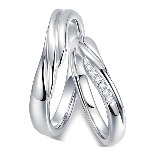 ANAZOZ Verlobungsring Paar Platin, Eheringe Paarpreis für Sie und Ihn Moissanite Hochzeitringe Größe 62 und 65 von ANAZOZ