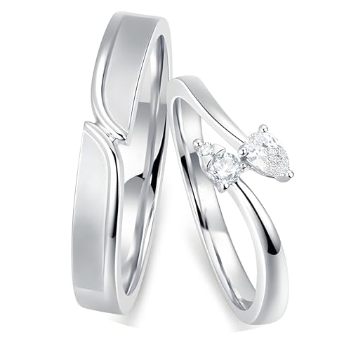 ANAZOZ Verlobungsring Paar Platin, Ringe Paare Verlobung für Sie und Ihn Moissanite Eheringe Damen 52 und Herren 70 von ANAZOZ