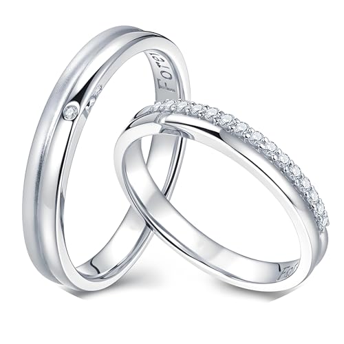 ANAZOZ Verlobungsring Paar Platin 950, Trauringe Paarpreis für Sie und Ihn Diamant Hochzeitringe Größe 54 und 70 von ANAZOZ