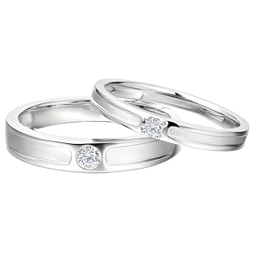 ANAZOZ Verlobungsring Weißgold 14k, Ehering Paar für Mann und Frau mit Moissanite Trauringe Damen 57 und Herren 57 von ANAZOZ