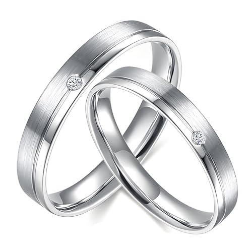 ANAZOZ Verlobungsring Weißgold 18k, Hochzeit Ringe Paar Moissanite Echtschmuck Trauringe Gr. 57 und 65 von ANAZOZ