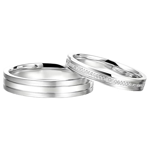 ANAZOZ Verlobungsring Weißgold 750, Paar Ringe Set Trauringe Diamant Echt Hochzeitringe Damen 52 und Herren 62 von ANAZOZ