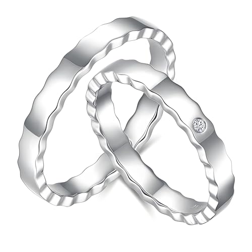 ANAZOZ Verlobungsring Weißgold 750, Partnerringe für Sie und Ihn Moissanite Echtschmuck Trauringe Gr. 57 und 65 von ANAZOZ