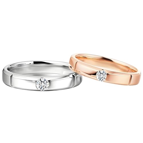 ANAZOZ Verlobungsring Weißgold Rosegold 750, Ringe Paare Verlobung für Sie und Ihn mit Diamant Echt Partnerringe Damen Gr. 60 und Herren Gr. 54 von ANAZOZ